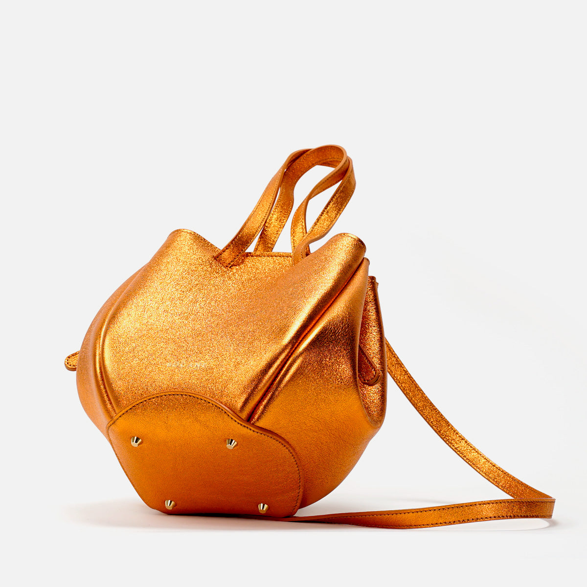 Geanta Mini Pétale, Piele Oranj Metalizat, cu Accesorii