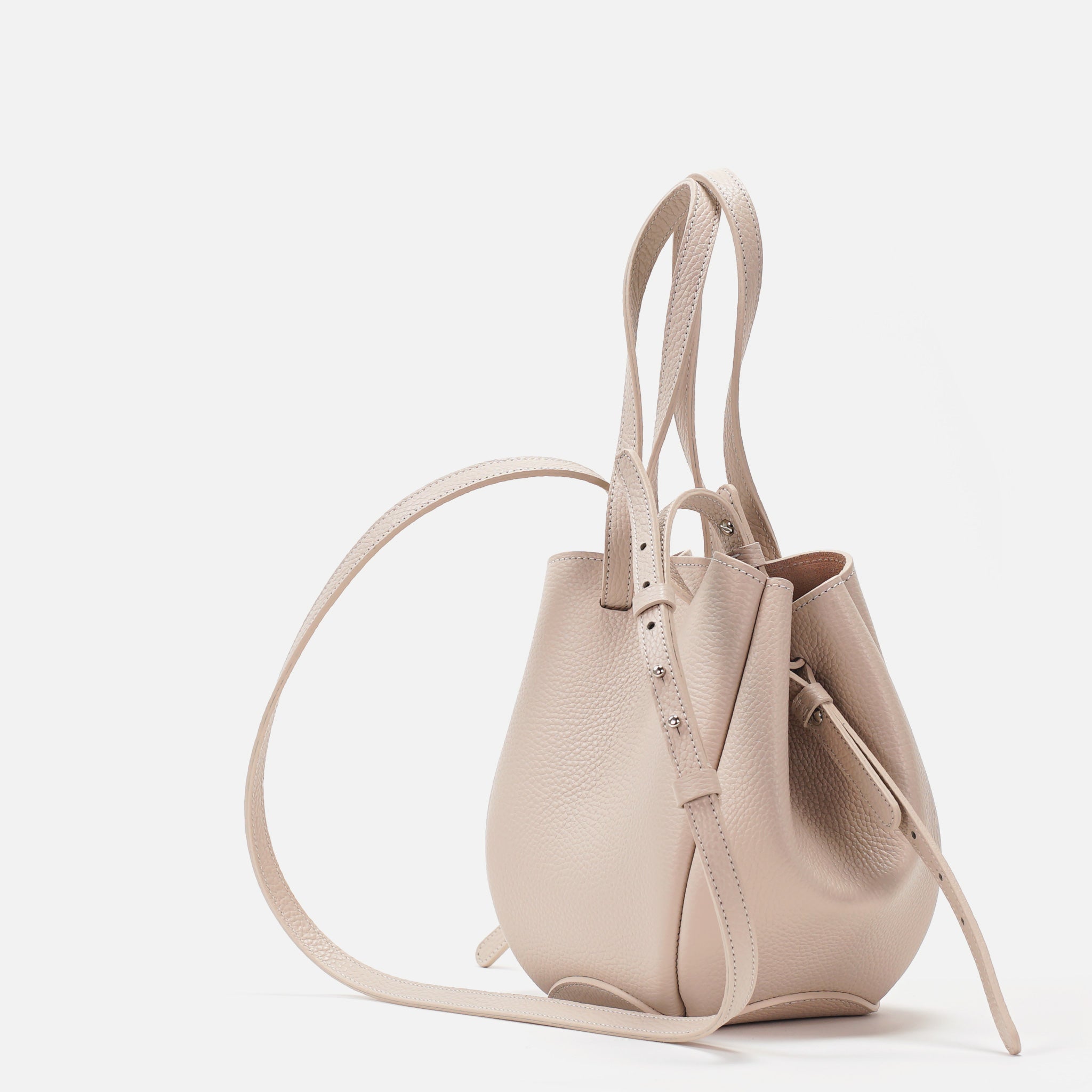 Geanta Mini Pétale, Piele Texturata, Vanilie Rosé, cu Accesorii