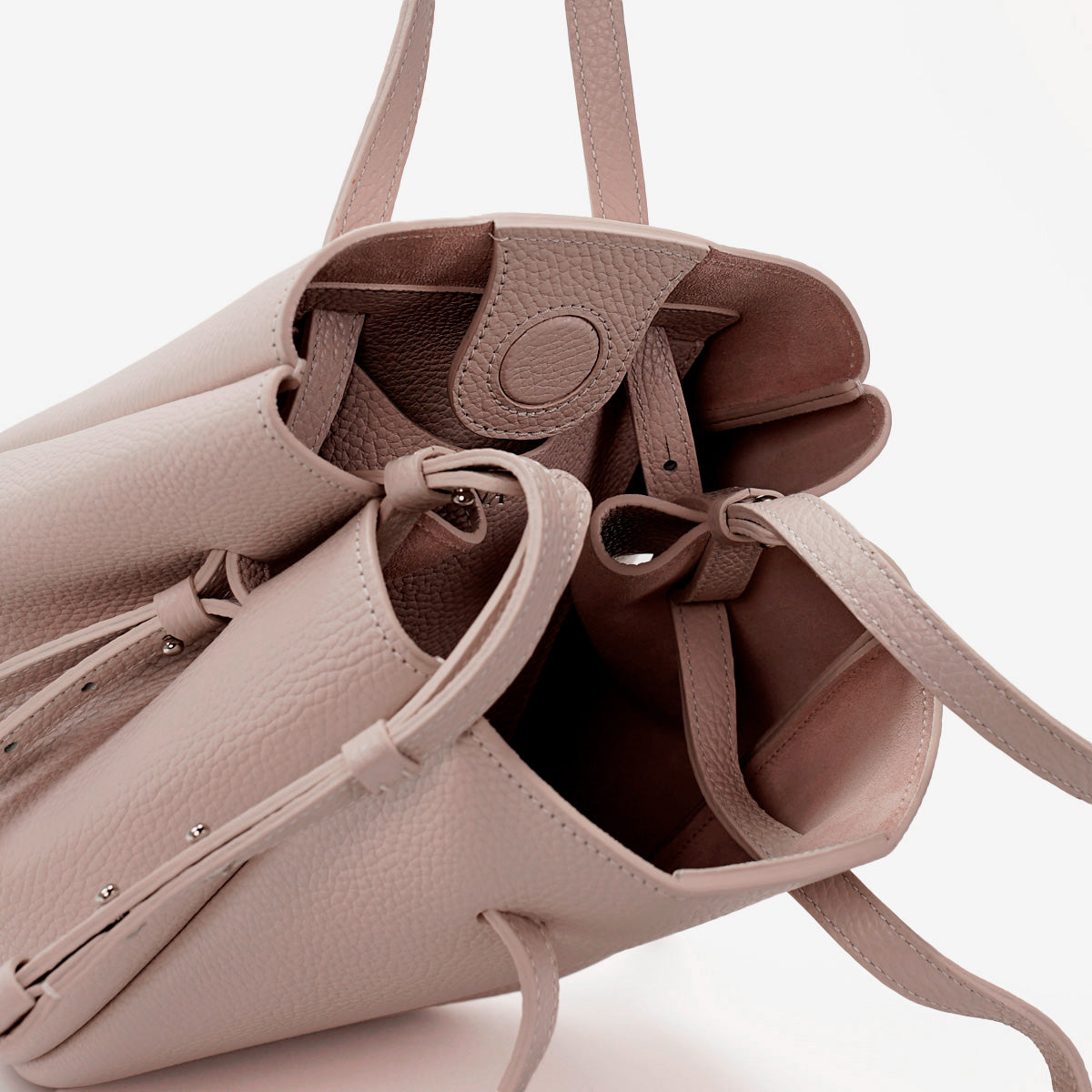 Geanta Pétale, Piele Texturata, Culoare Vanilie Rosé, cu Accesorii