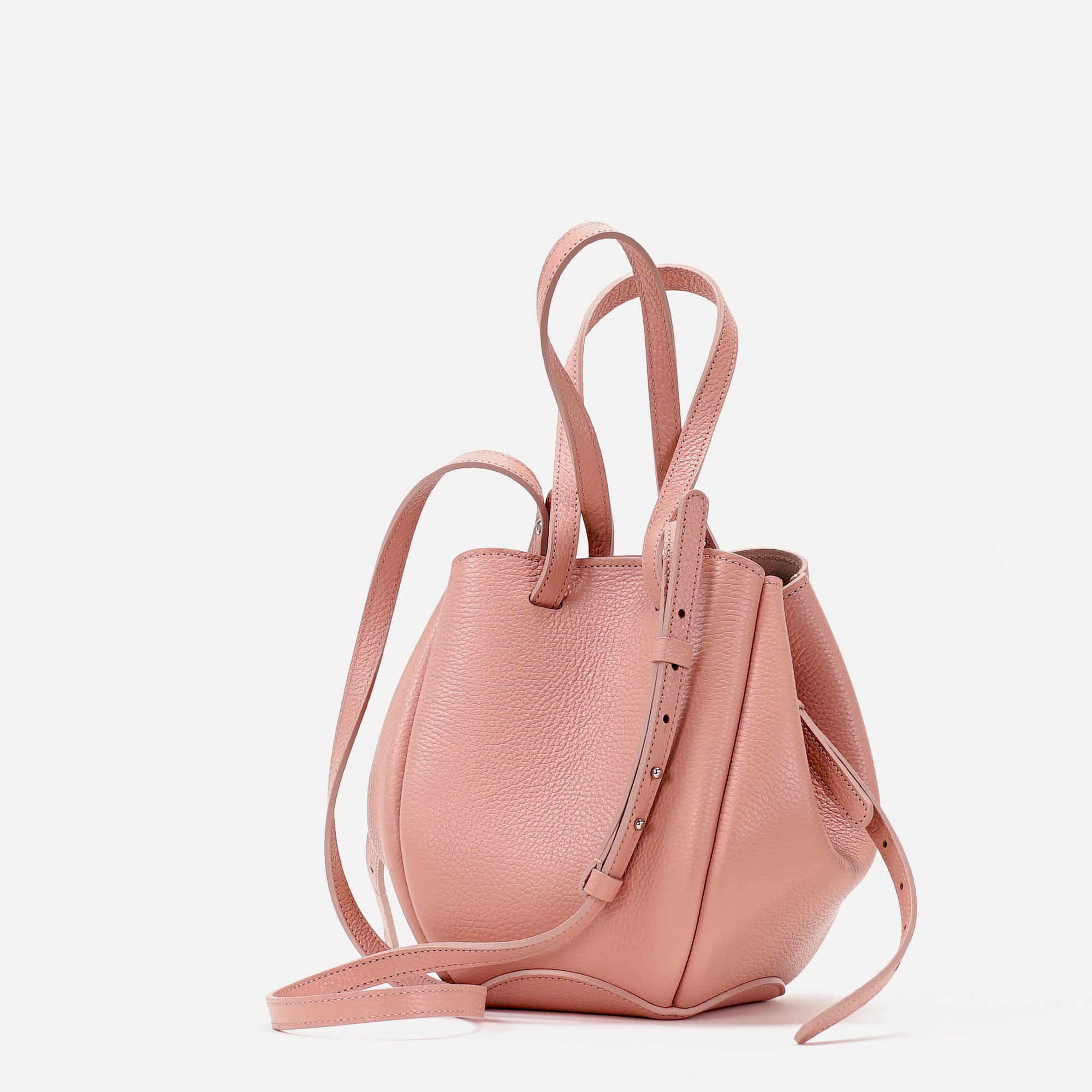 Geanta Mini Pétale, Piele Texturata, Rose Poudré, cu Accesorii