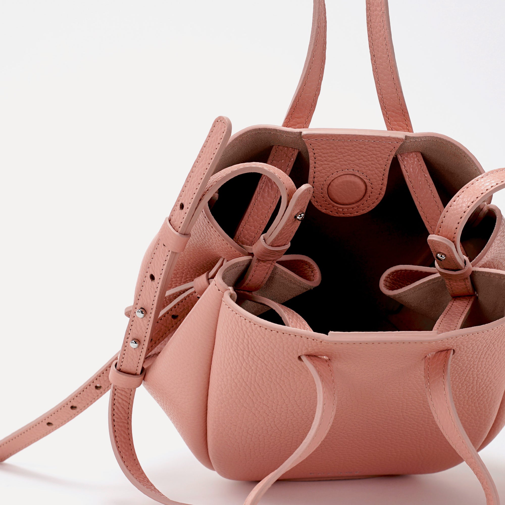 Geanta Mini Pétale, Piele Texturata, Rose Poudré, cu Accesorii