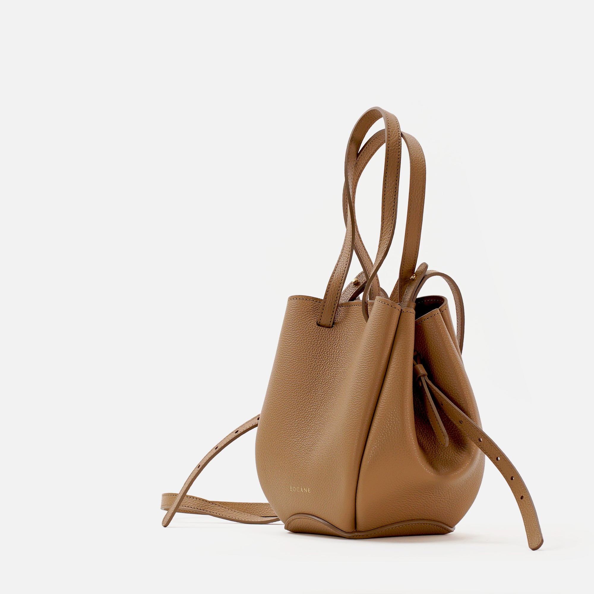 Geanta Mini Pétale, Piele Texturata, Cappuccino, cu Accesorii