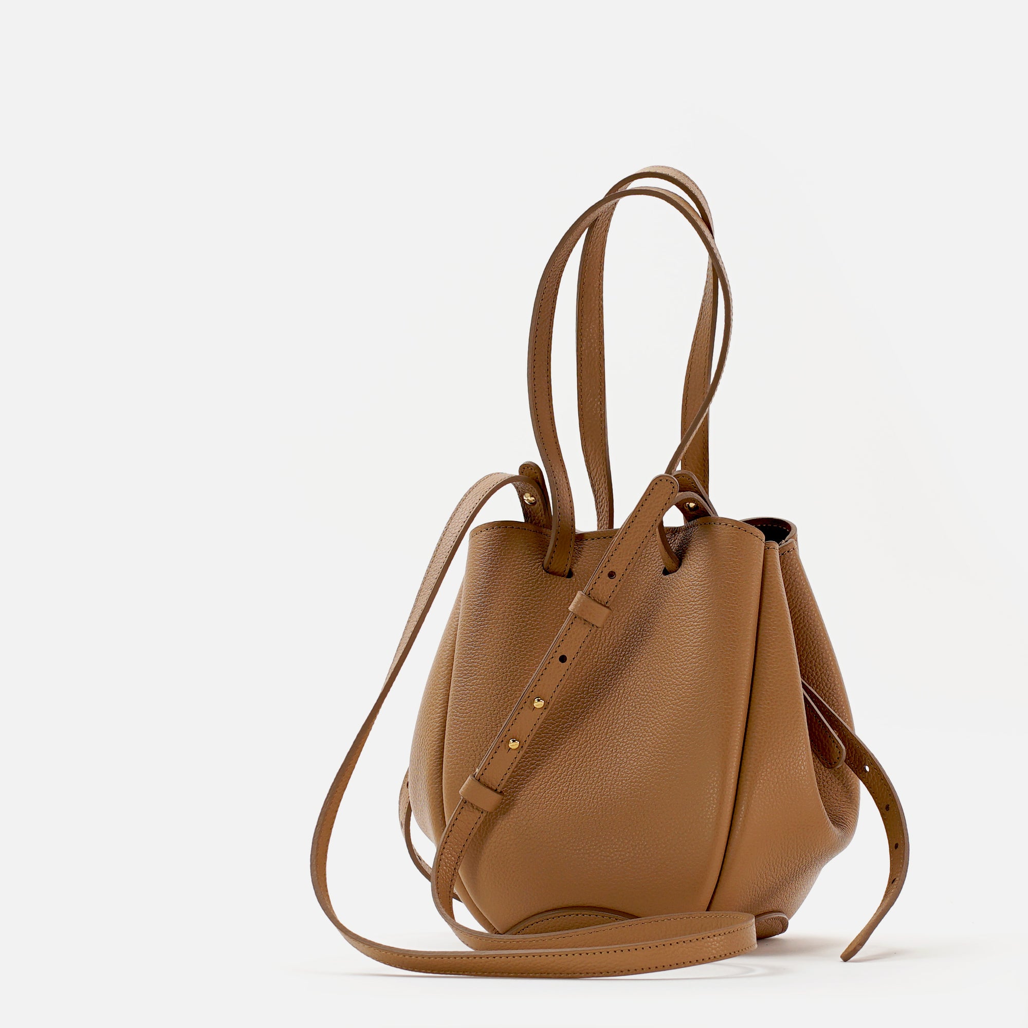 Geanta Mini Pétale, Piele Texturata, Cappuccino, cu Accesorii