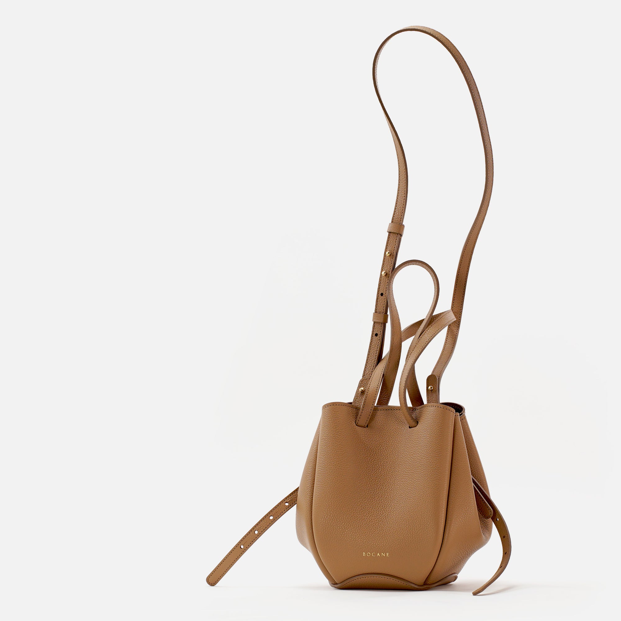 Geanta Mini Pétale, Piele Texturata, Cappuccino, cu Accesorii