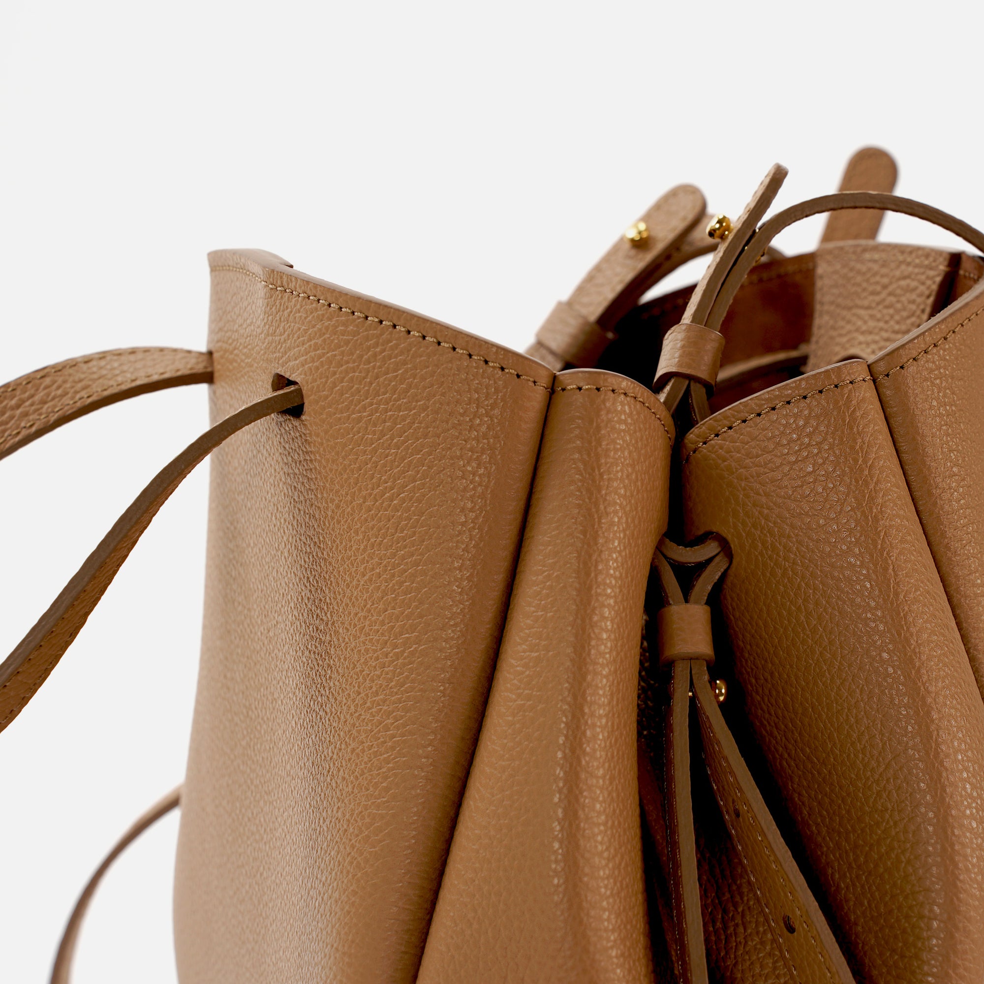 Geanta Mini Pétale, Piele Texturata, Cappuccino, cu Accesorii