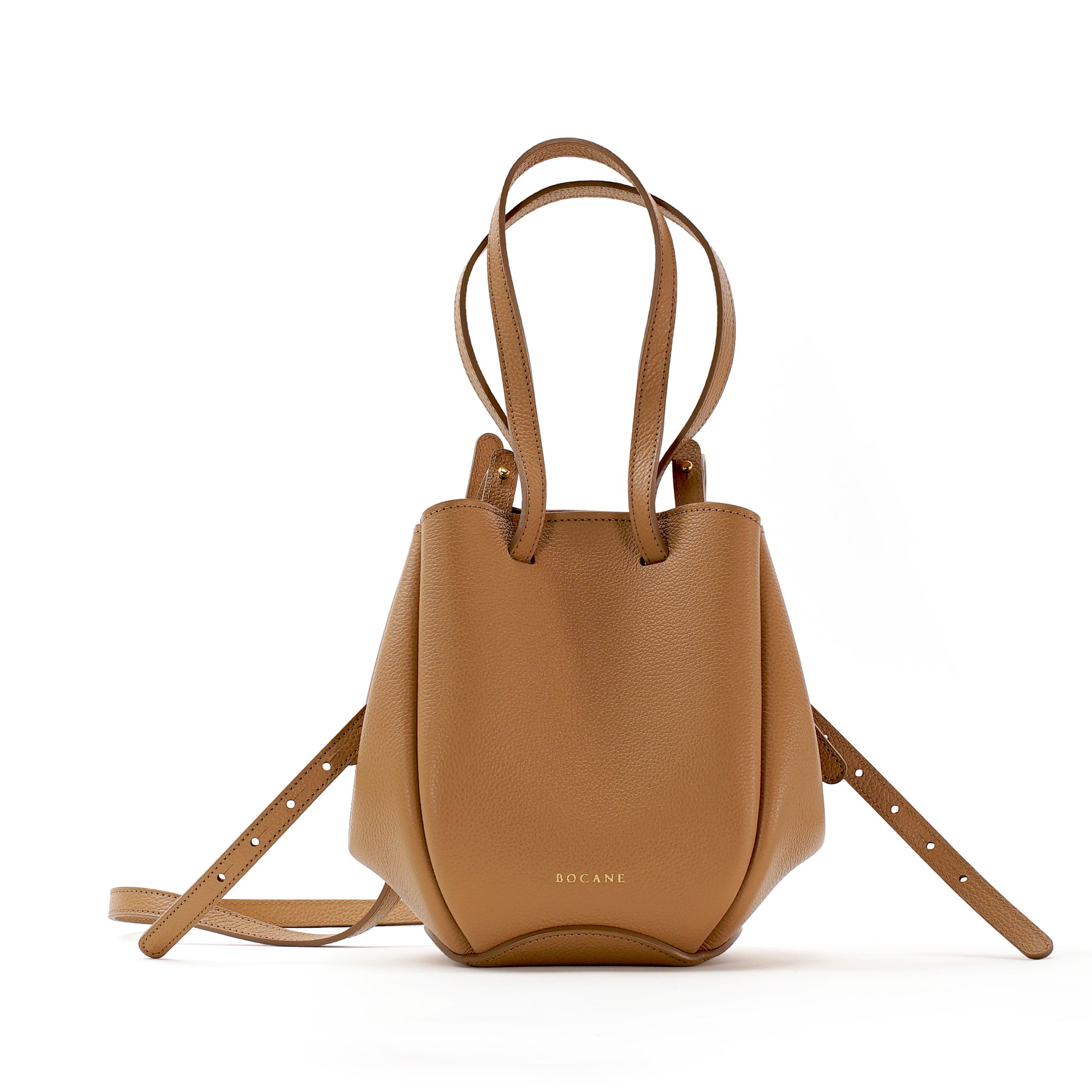 Geanta Mini Pétale, Piele Texturata, Cappuccino, cu Accesorii