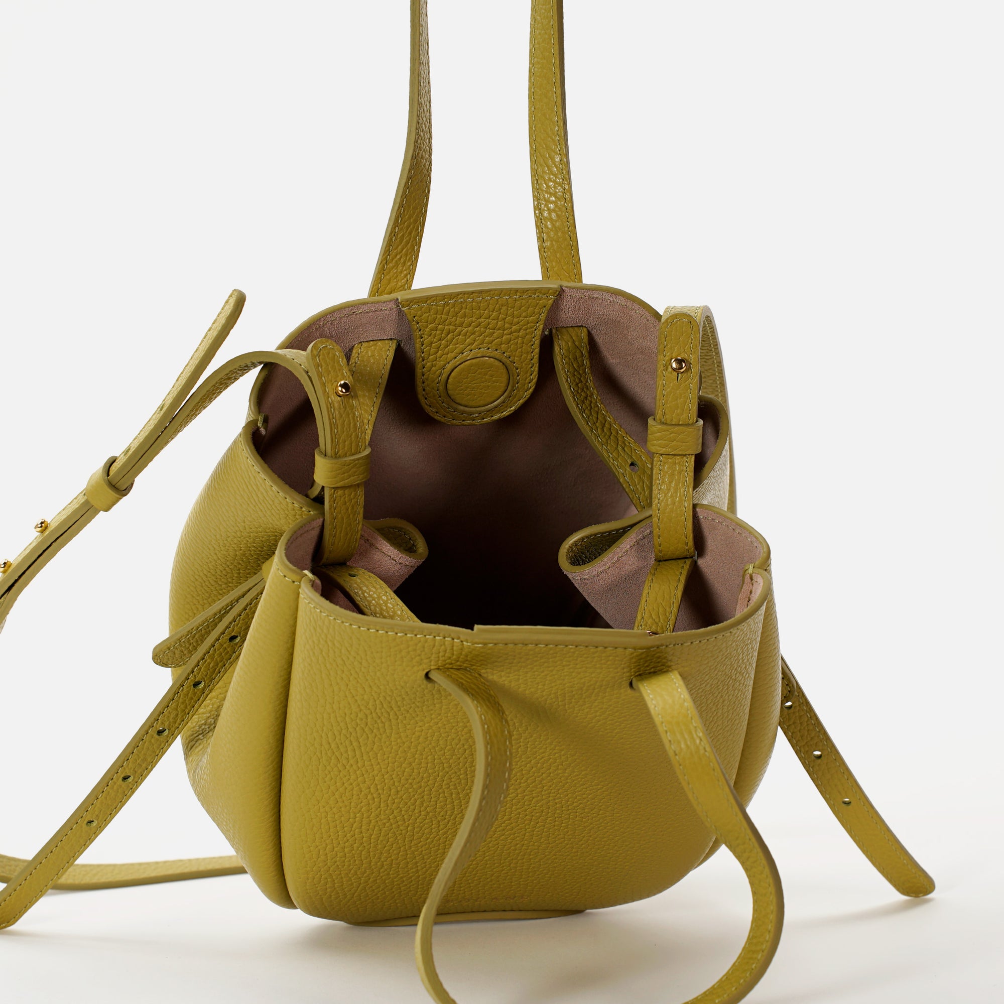 Geanta Mini Pétale, Piele Texturata, Verde Vinaigrette, cu Accesorii