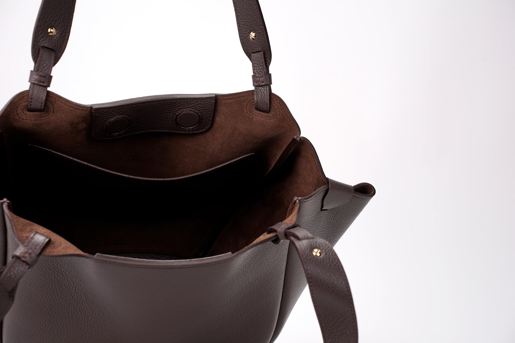 Geanta Orée din Piele Texturata, Chocolat Noir