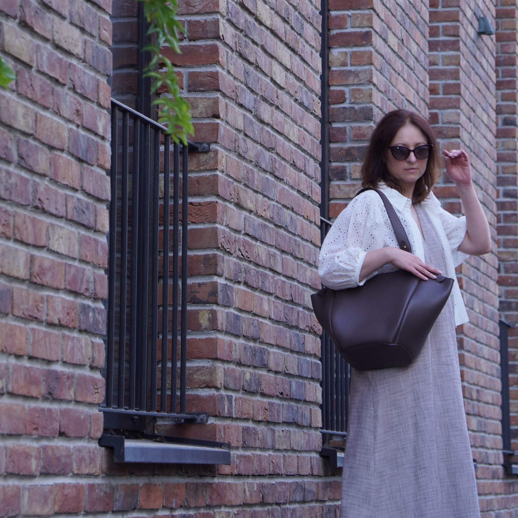 Geanta Orée din Piele Texturata, Albastru Pastel Metalizat