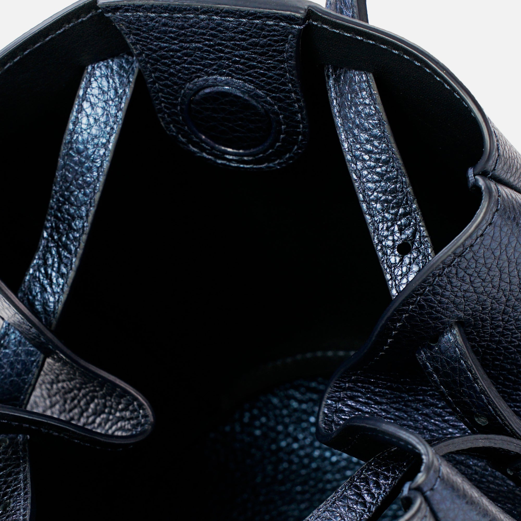 Geanta Bijou Pétale, Piele Texturata, Albastru Navy Metalizat