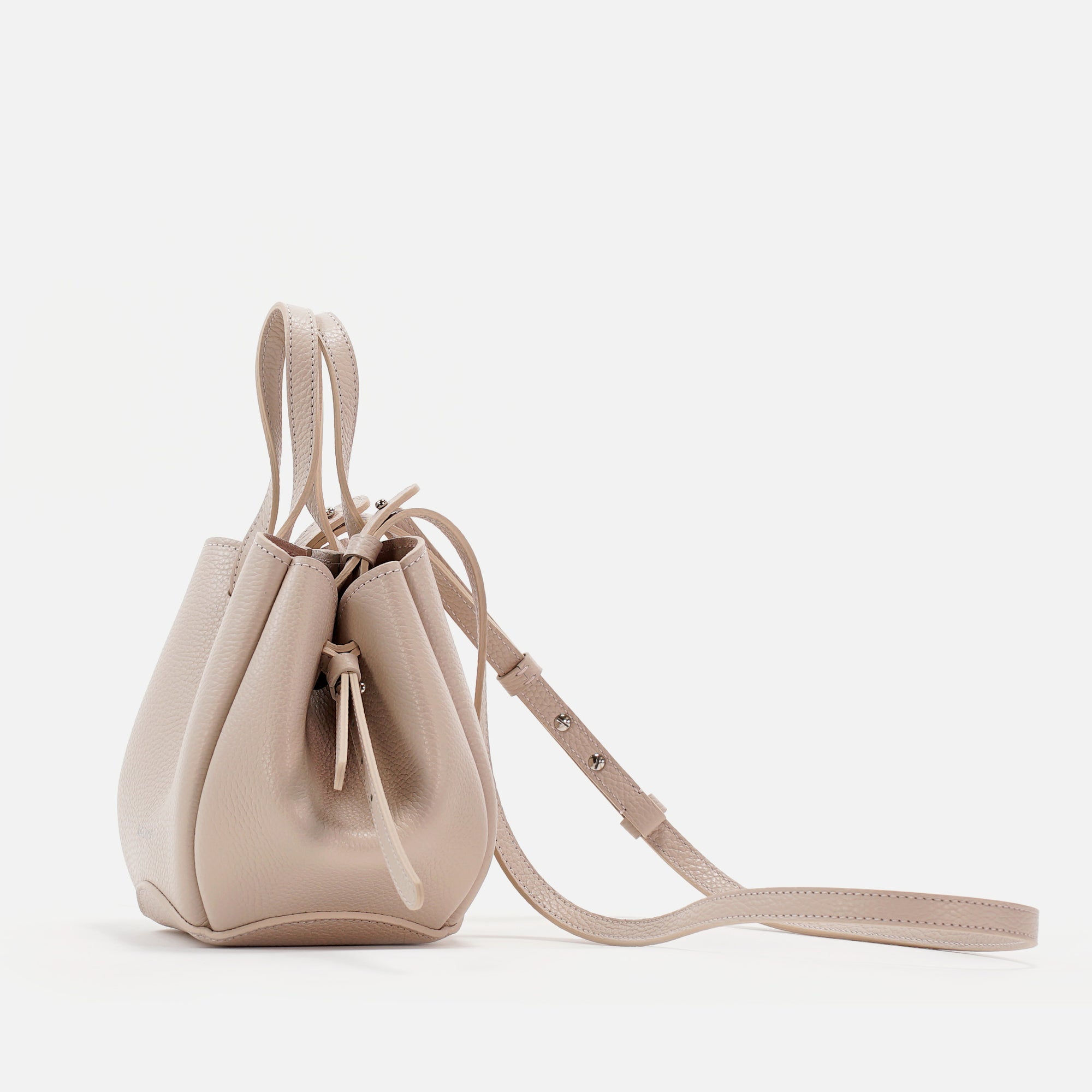 Geanta Bijou Pétale, Piele Texturata, Vanilie Rosé, cu Accesorii