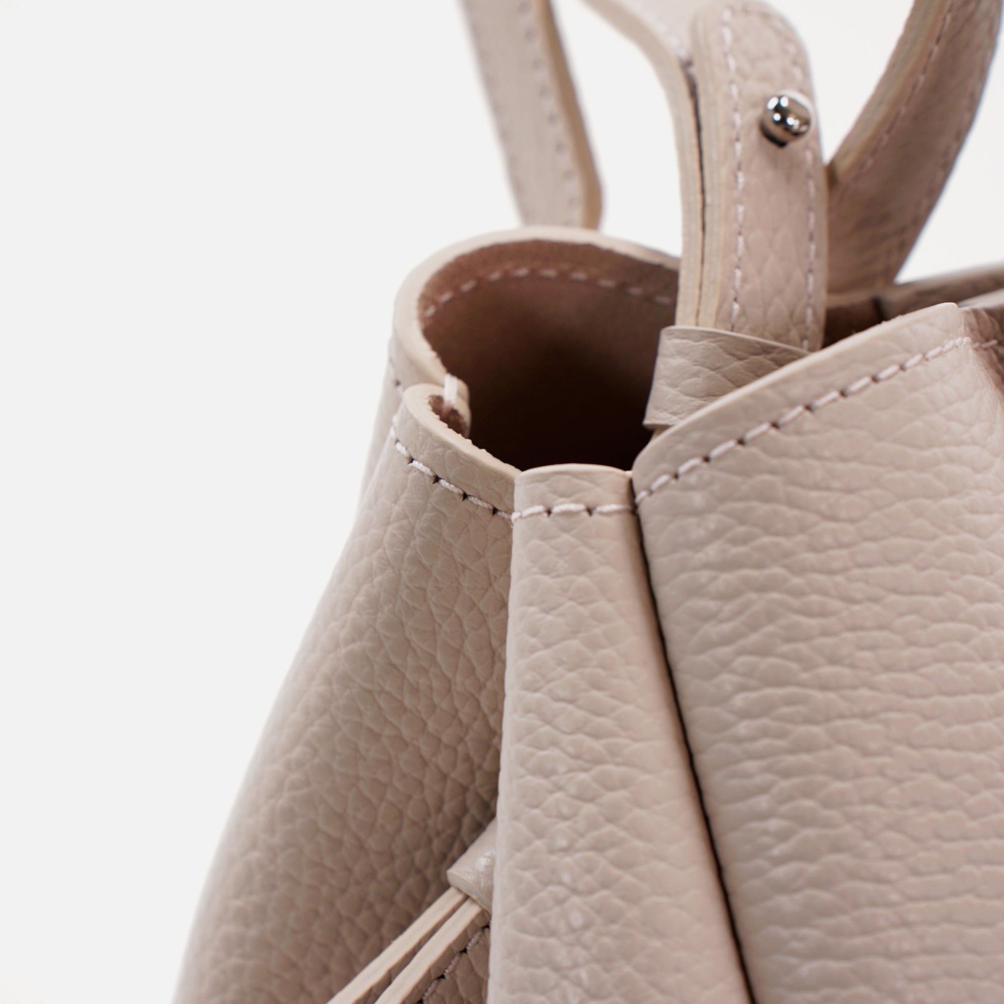 Geanta Bijou Pétale, Piele Texturata, Vanilie Rosé, cu Accesorii