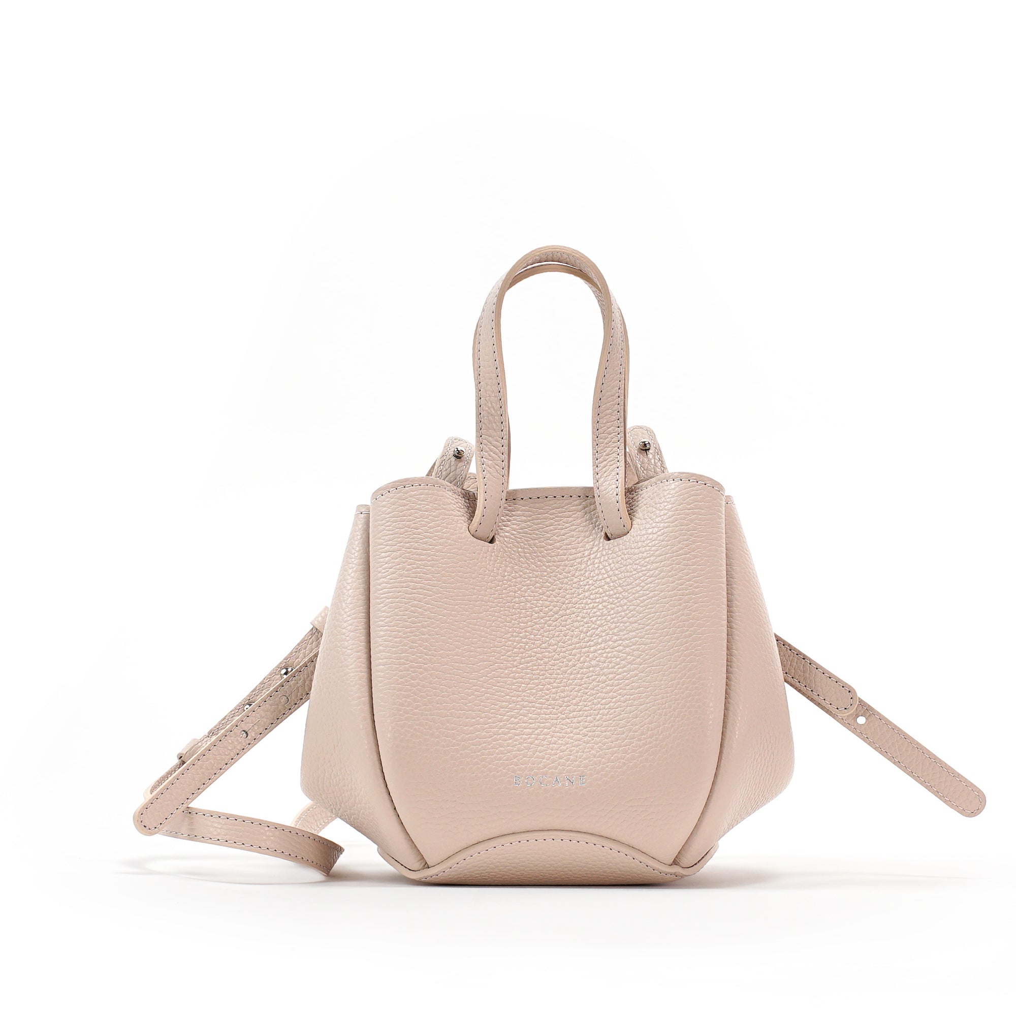 Geanta Bijou Pétale, Piele Texturata, Vanilie Rosé, cu Accesorii