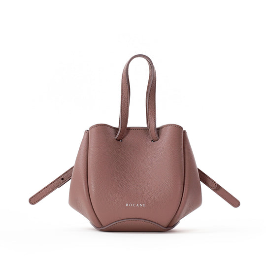 Geanta Bijou Pétale, Piele Texturata, Grej-Rosé Balsamic