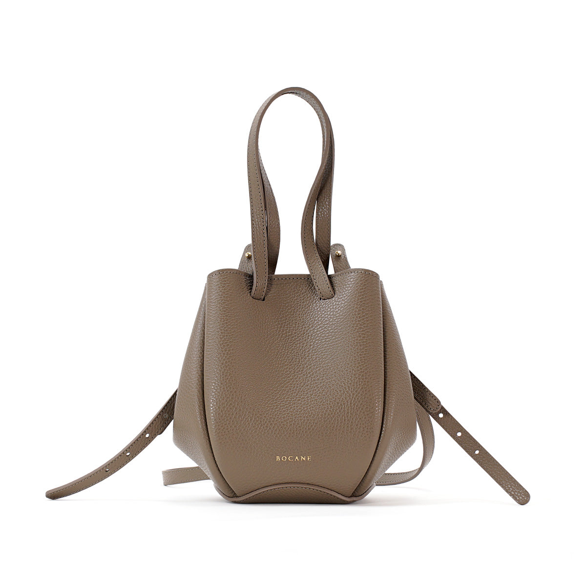 Geanta Mini Pétale, Piele Texturata, Grej Inchis, cu Accesorii