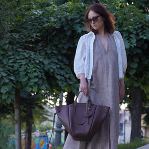 Geanta Maxi Voulez-Vous, Piele Texturata, Chocolat