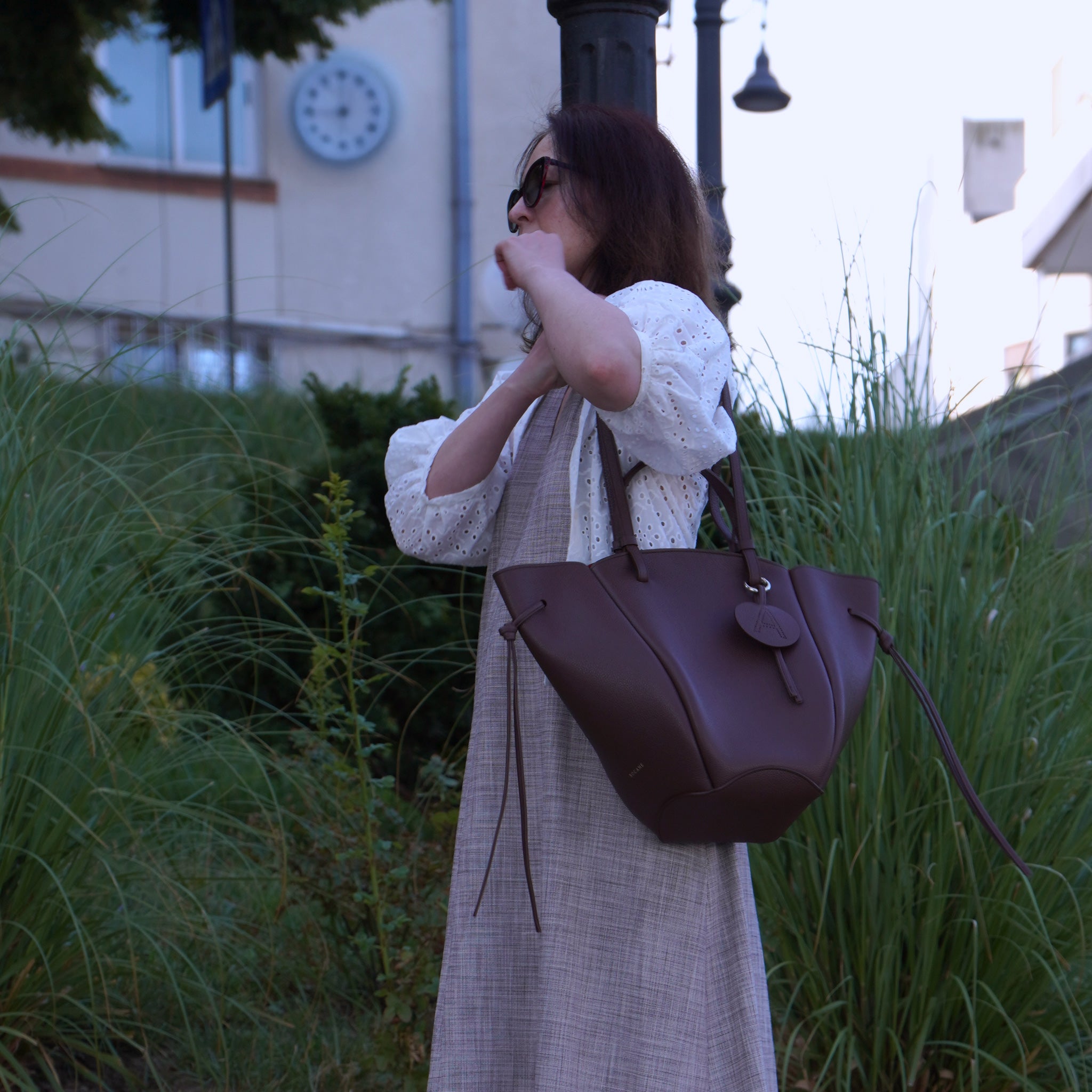 Geanta Maxi Voulez-Vous, Piele Texturata, Chocolat