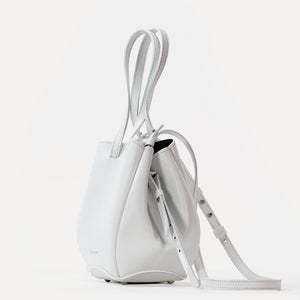 Geanta Mini Pétale, Piele Texturata, Culoare Alb Pur, cu Accesorii
