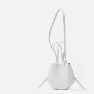 Geanta Mini Pétale, Piele Texturata, Culoare Alb Pur, cu Accesorii