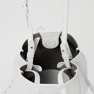 Geanta Mini Pétale, Piele Texturata, Culoare Alb Pur, cu Accesorii