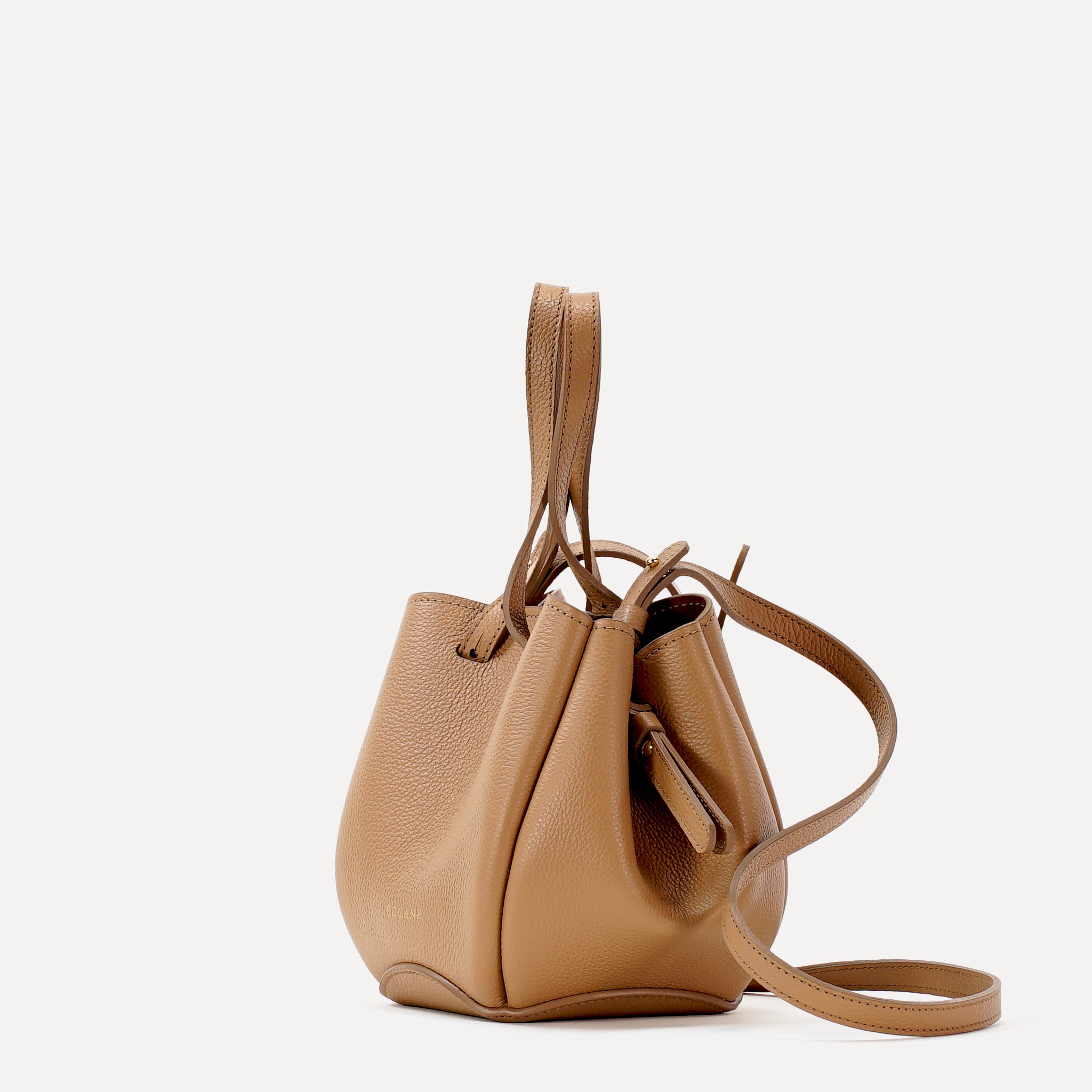 Geanta Bijou Pétale, Piele Texturata, Cappuccino, cu Accesorii