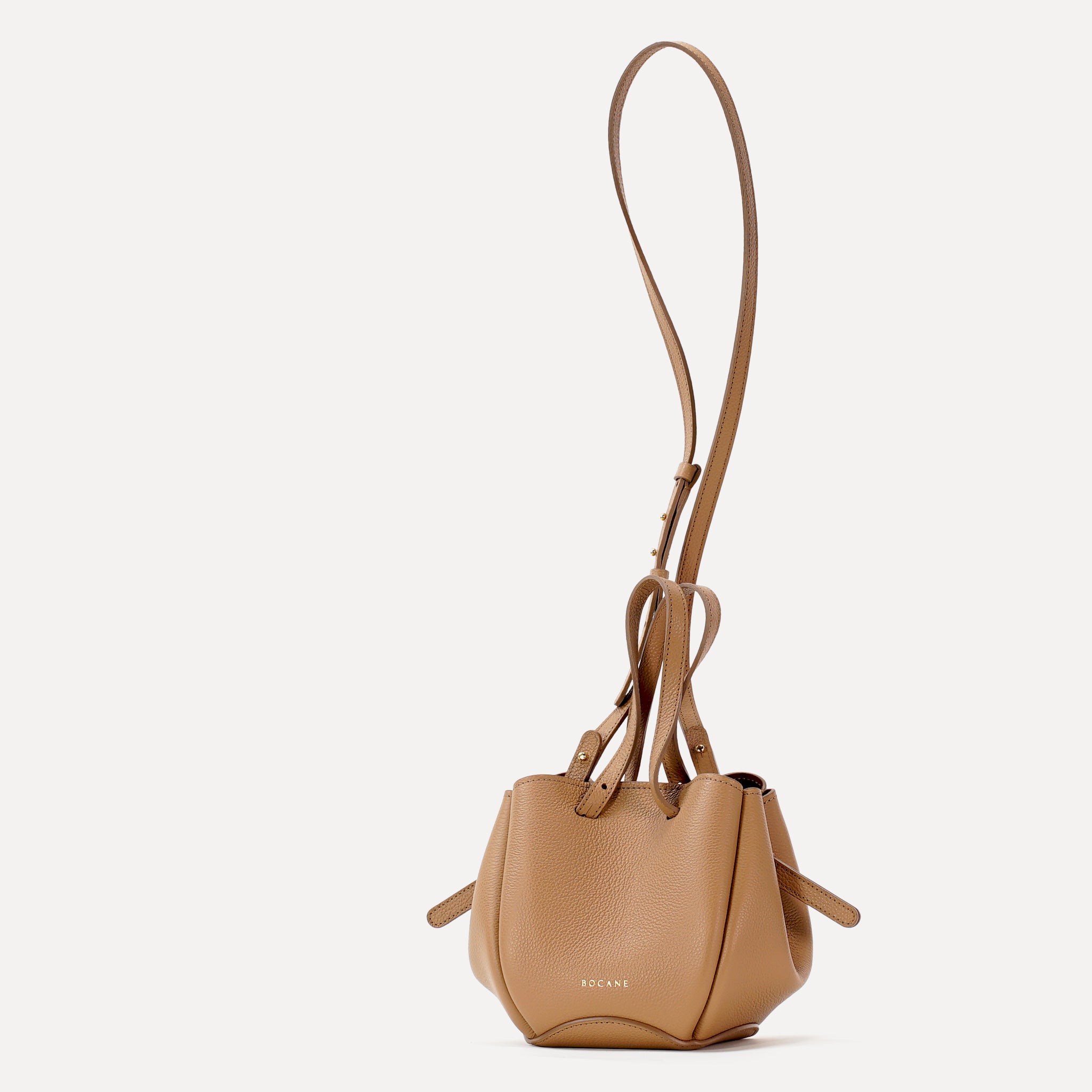 Geanta Bijou Pétale, Piele Texturata, Cappuccino, cu Accesorii