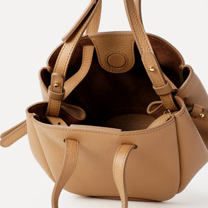 Geanta Bijou Pétale, Piele Texturata, Cappuccino, cu Accesorii