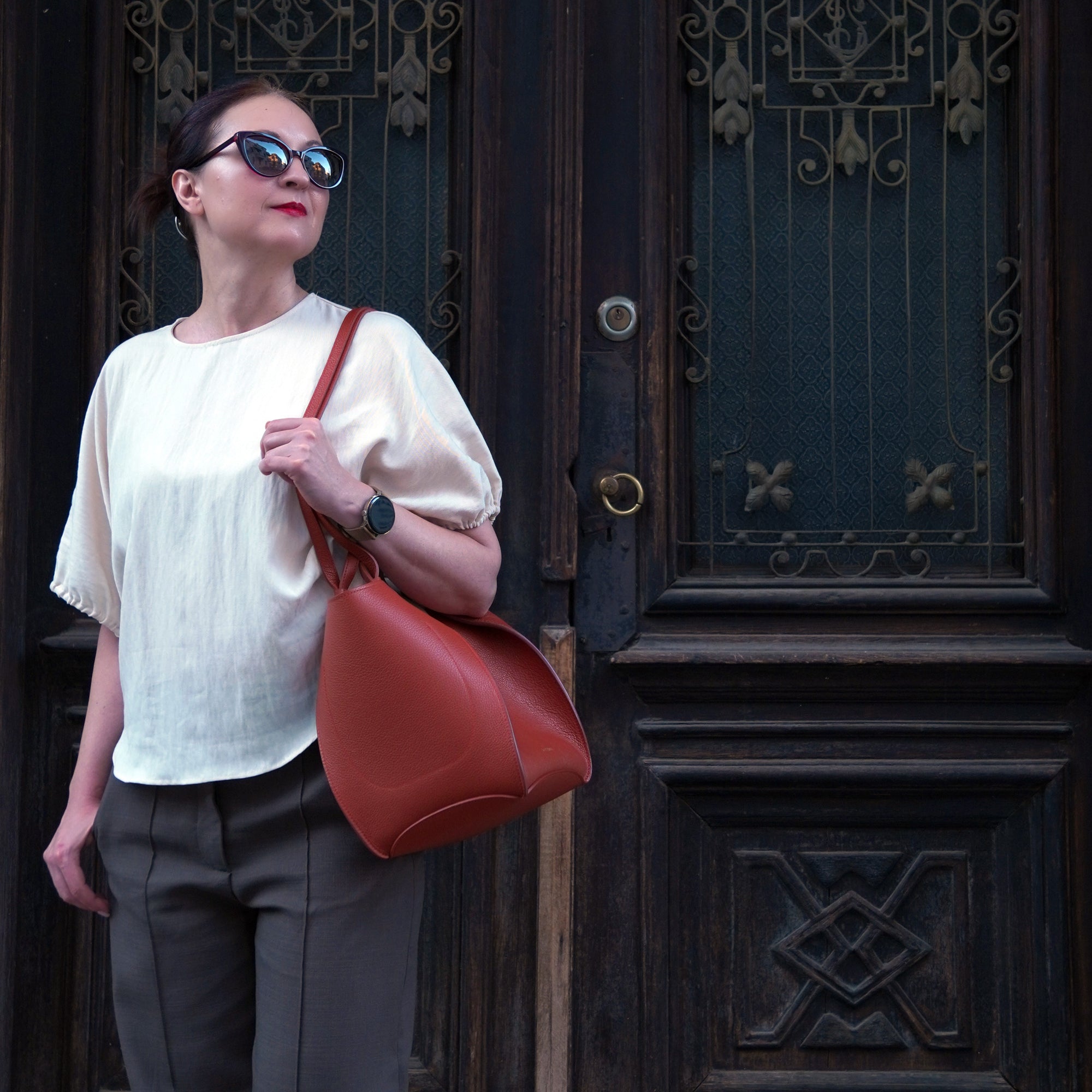 Geanta Amarante, Piele Ruginiu Texturat