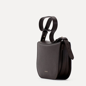 Geanta Midi Demoiselle, Piele Texturata, Chocolat Noir