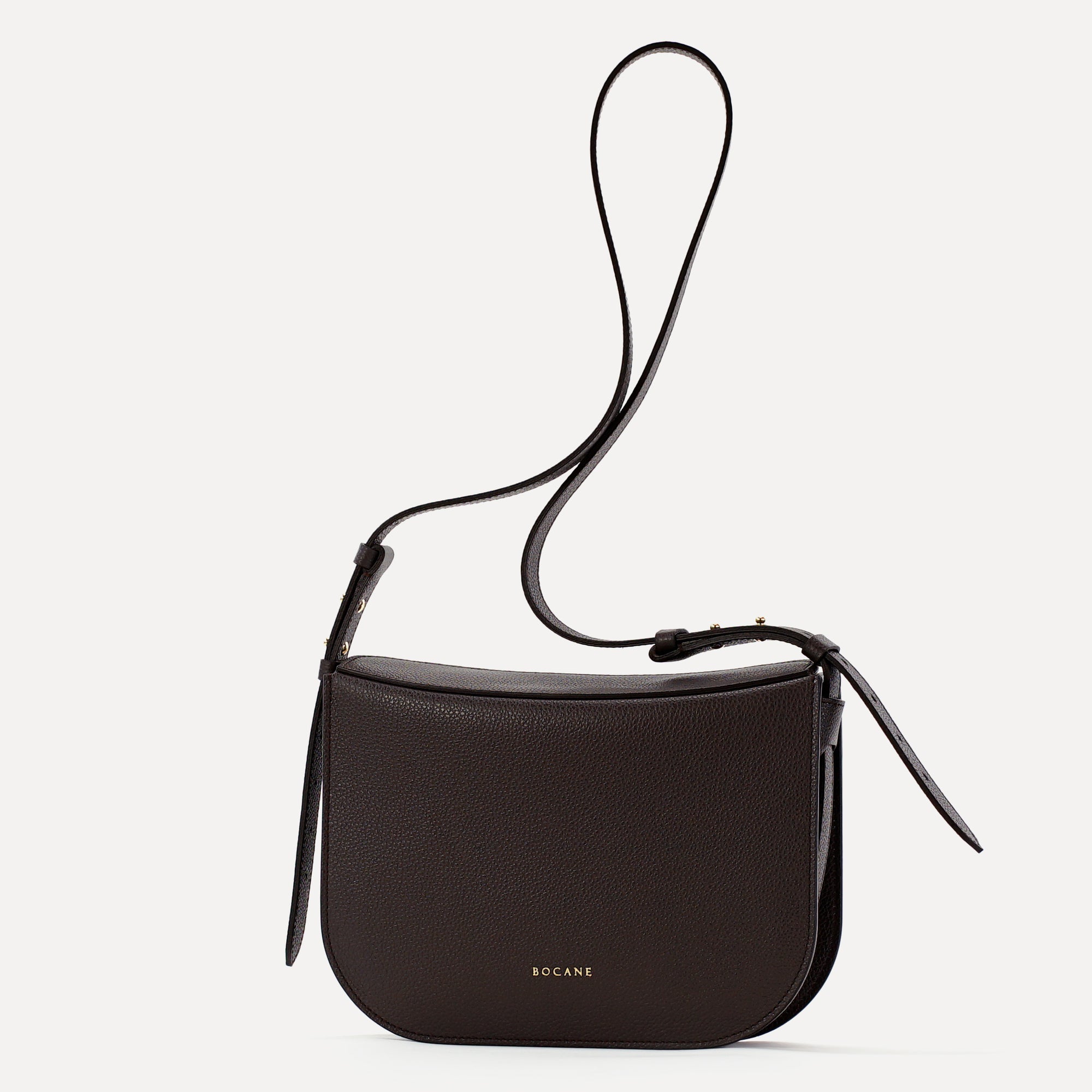 Geanta Midi Demoiselle, Piele Texturata, Chocolat Noir