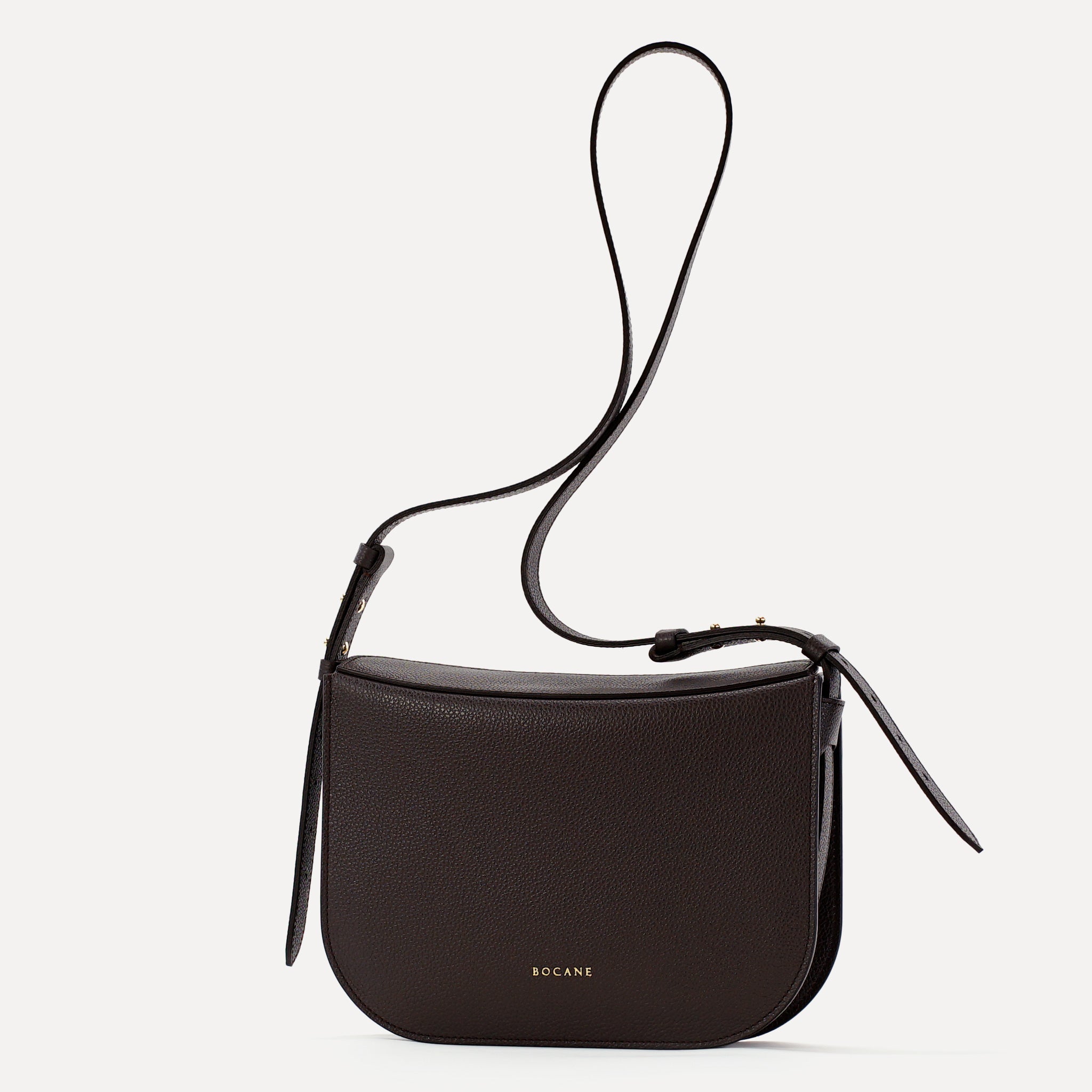Geanta Midi Demoiselle, Piele Texturata, Chocolat Noir