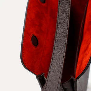 Geanta Midi Demoiselle, Piele Texturata, Chocolat Noir