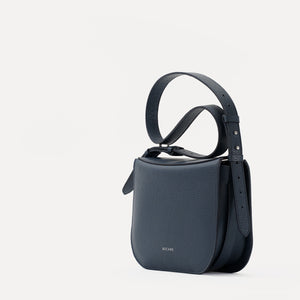 Geanta Midi Demoiselle, Piele Texturata, Albastru Avio