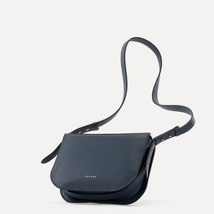 Geanta Midi Demoiselle, Piele Texturata, Albastru Avio