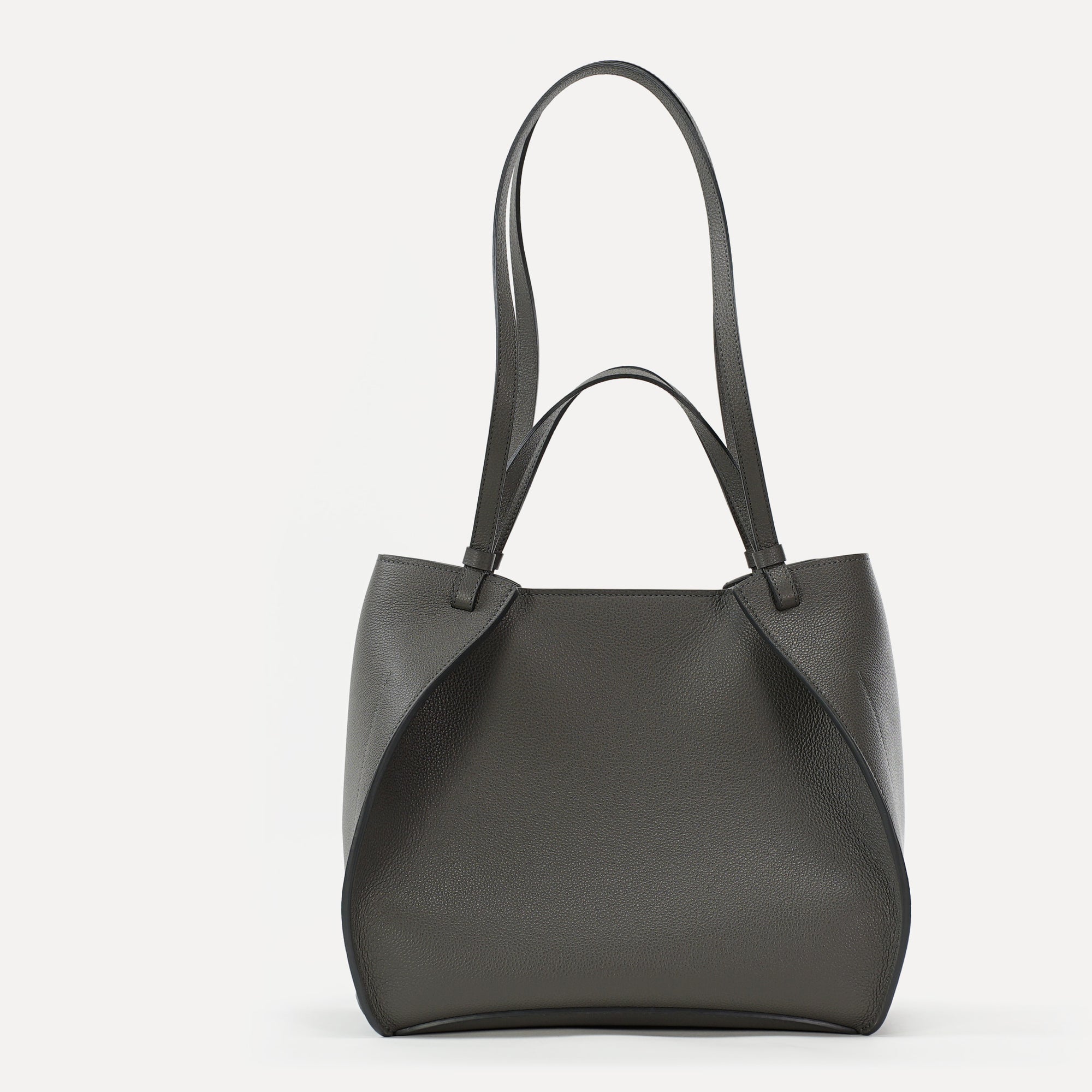 Geanta Amarante Bureau, Piele Texturata, Gri Fumuriu