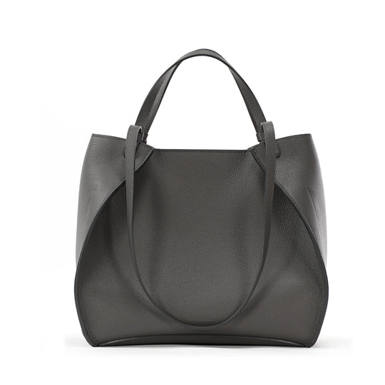 Geanta Amarante Bureau, Piele Texturata, Gri Fumuriu