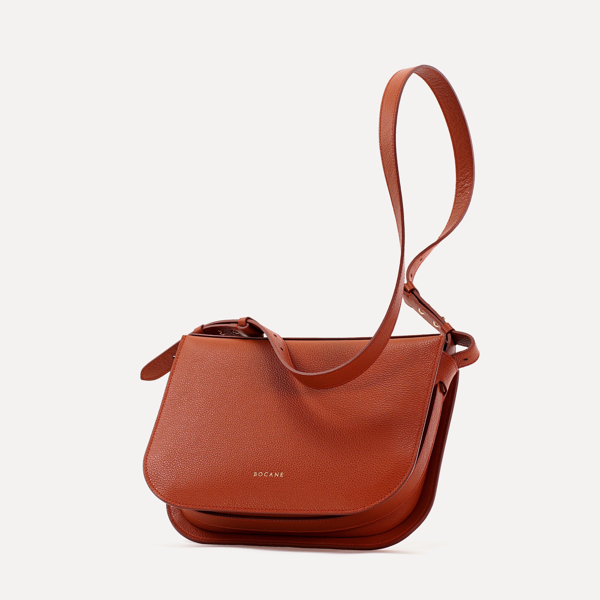 Geanta Maxi Demoiselle, Piele Texturata, Ruginiu