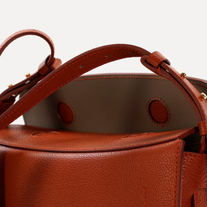 Geanta Maxi Demoiselle, Piele Texturata, Ruginiu