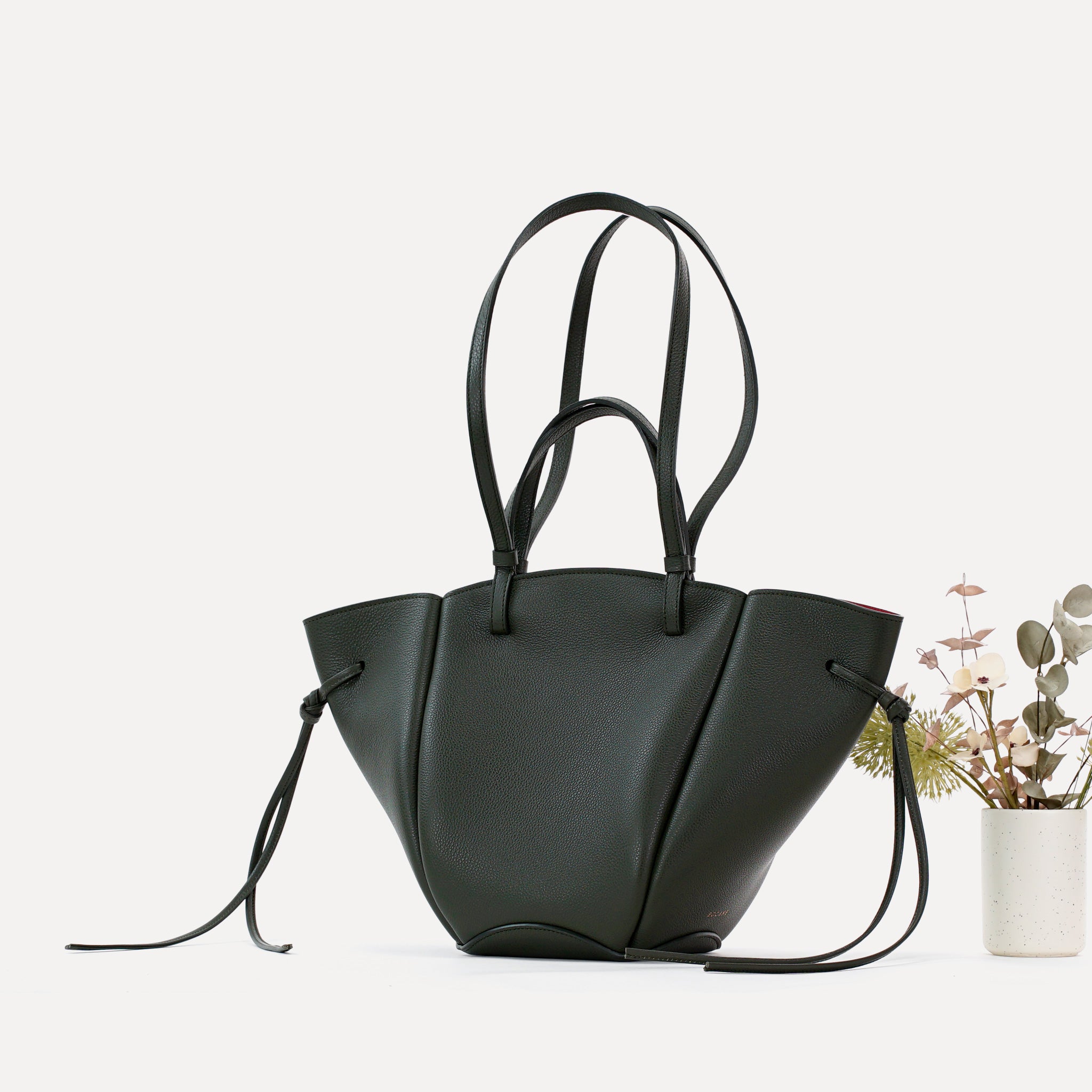 Geanta Midi Voulez-Vous, Piele Texturata, Verde Loden