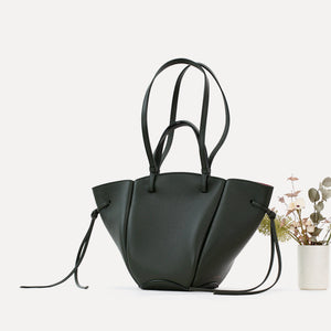 Geanta Midi Voulez-Vous, Piele Texturata, Verde Loden