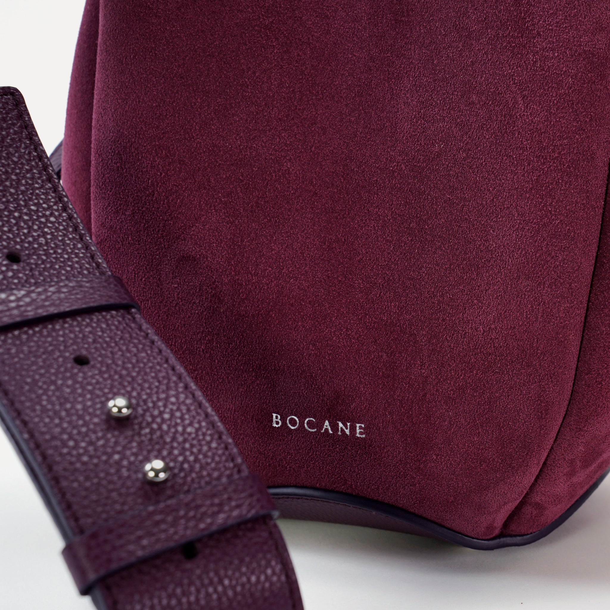 Geanta Mini Pétale, Piele Intoarsa, Visiniu-Violet