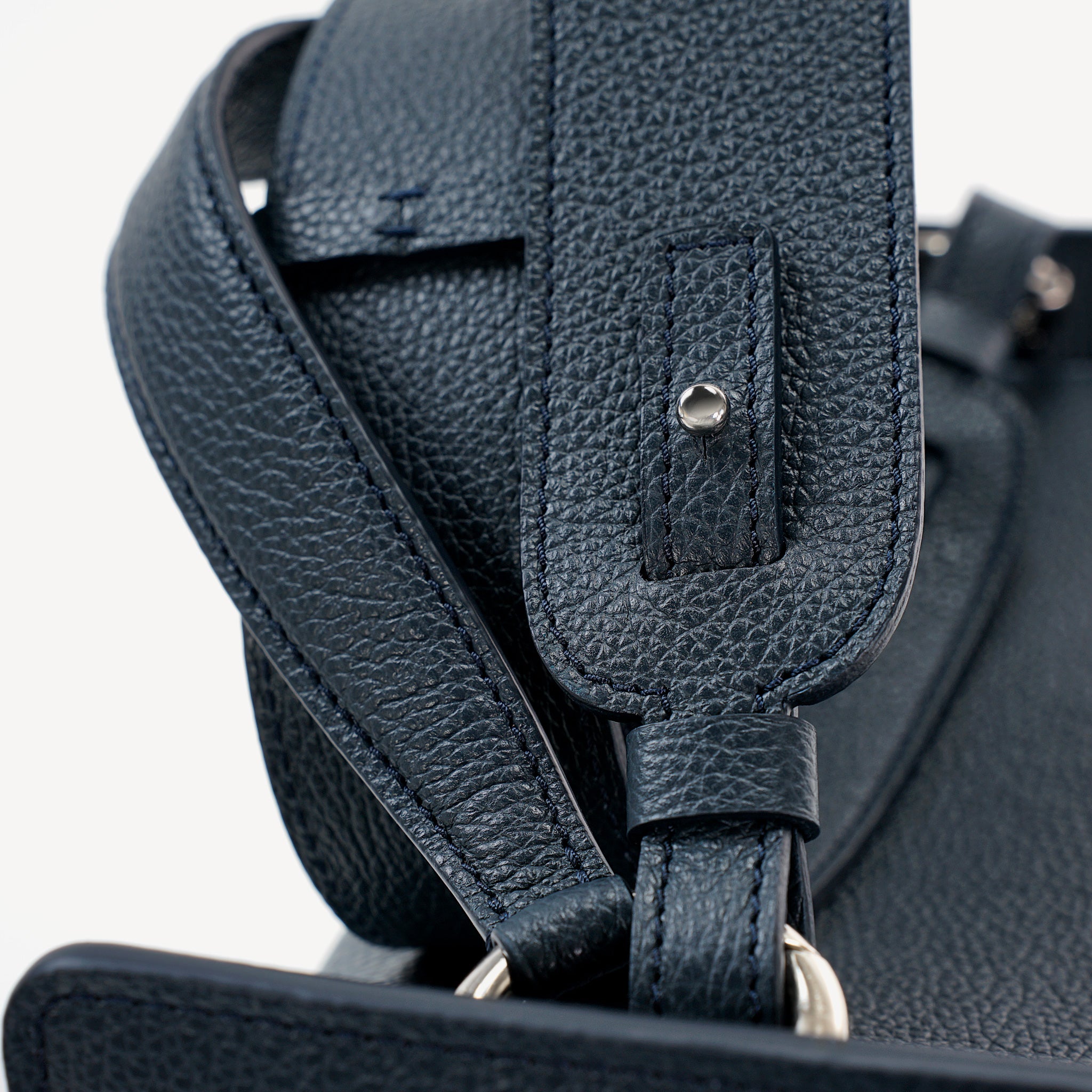 Geanta Toujours, Piele Texturata, Albastru Flag