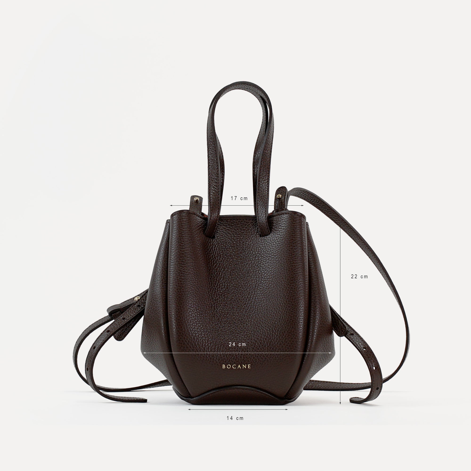 Geanta Mini Pétale, Piele Texturata, Culoare Chocolat, cu Accesorii