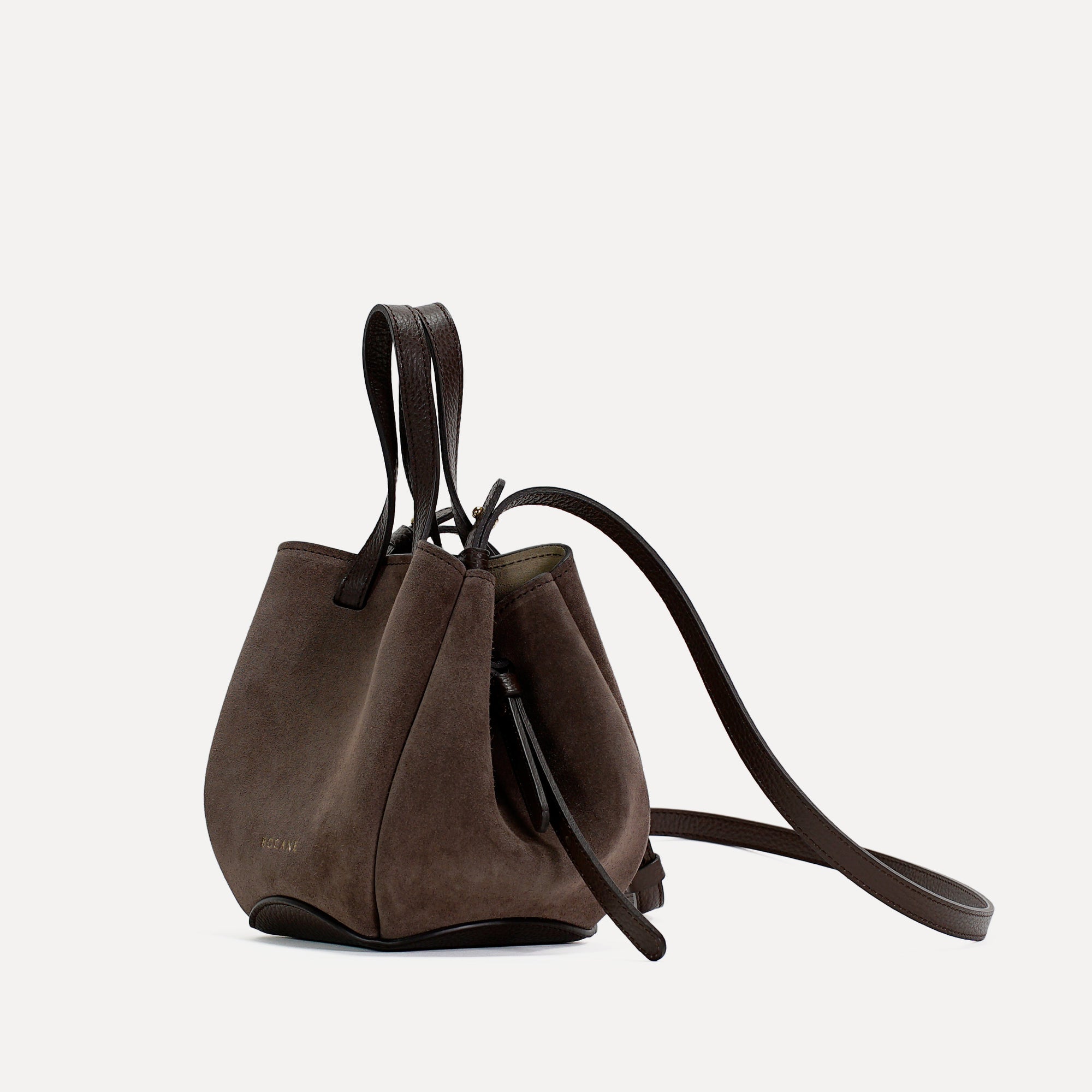 Geanta Bijou Pétale, Piele Intoarsa Ciocolata