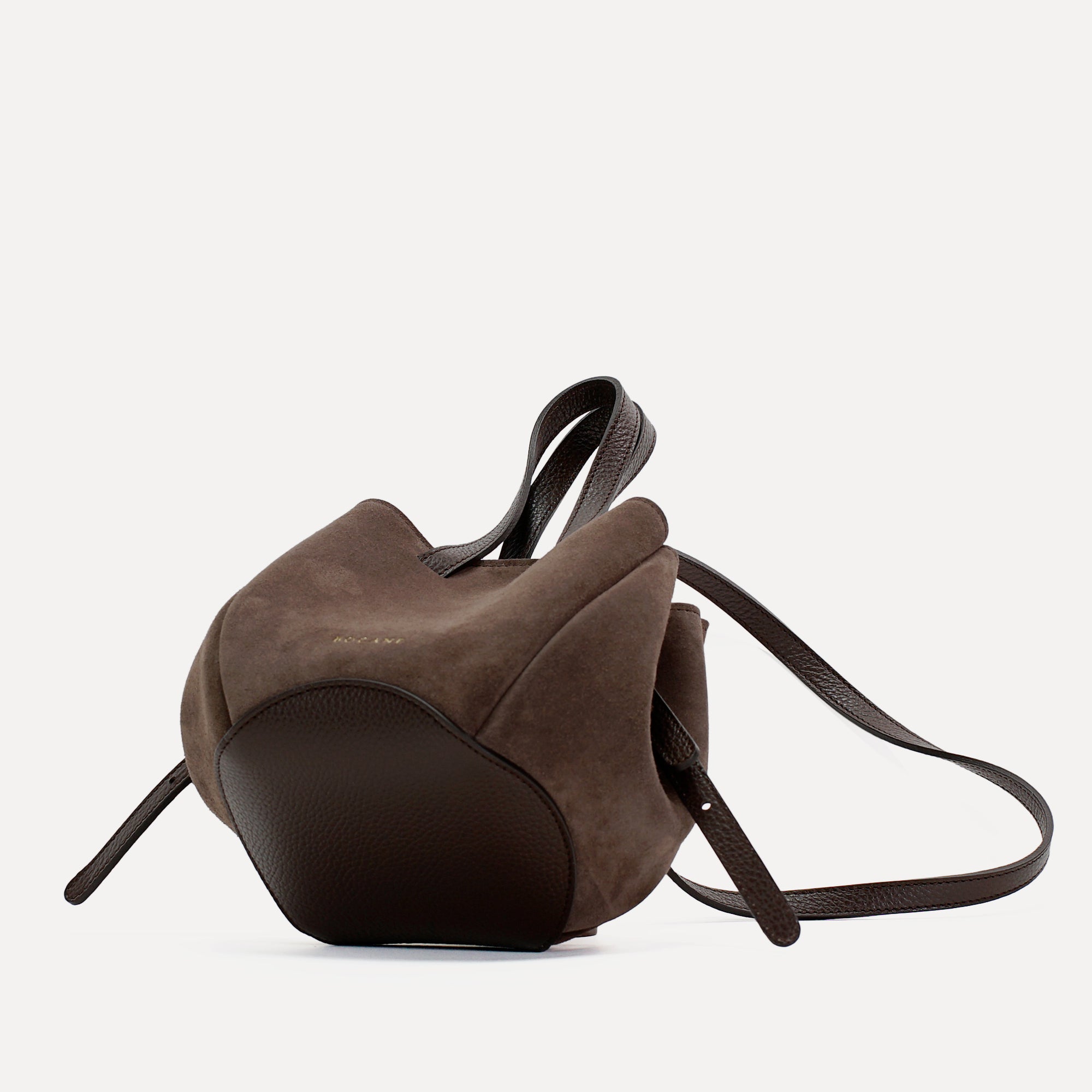 Geanta Bijou Pétale, Piele Intoarsa Ciocolata