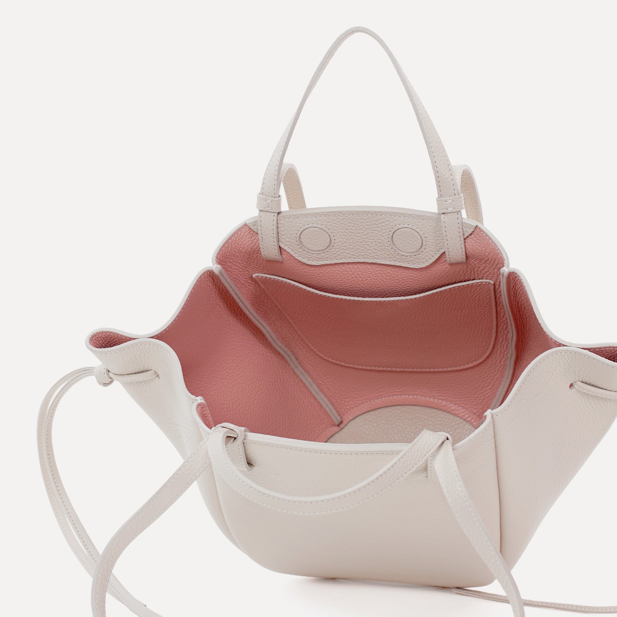 Geanta Midi Voulez-Vous, Piele Texturata, Culoare Vanilie Rosé