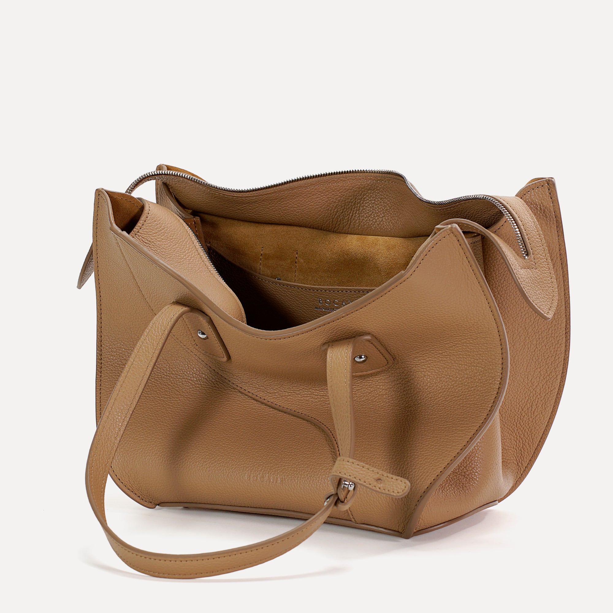 Geanta Ether Midi, Piele Texturata, Cappuccino