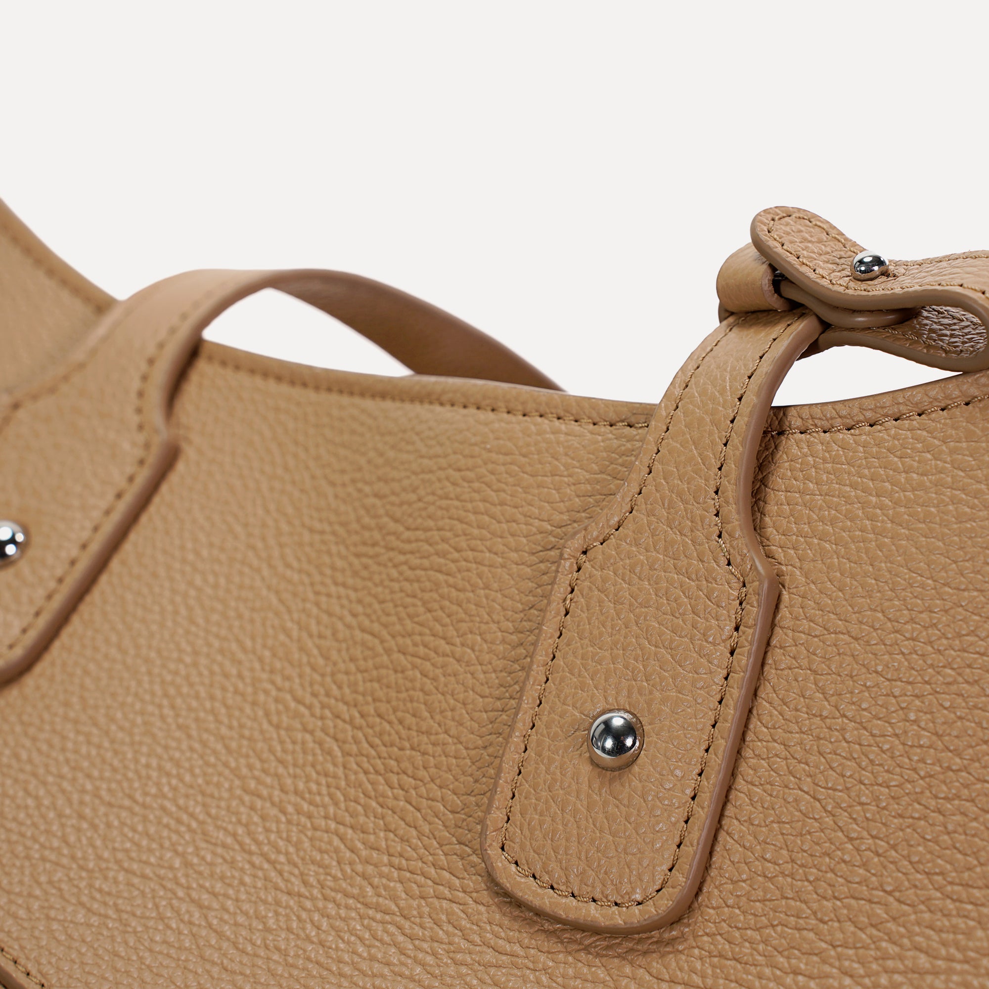 Geanta Ether Midi, Piele Texturata, Cappuccino