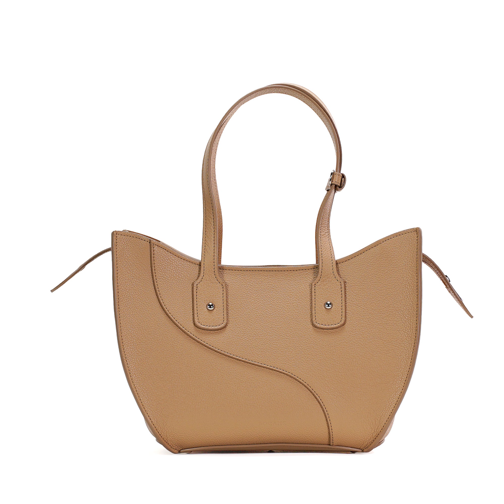 Geanta Ether Midi, Piele Texturata, Cappuccino