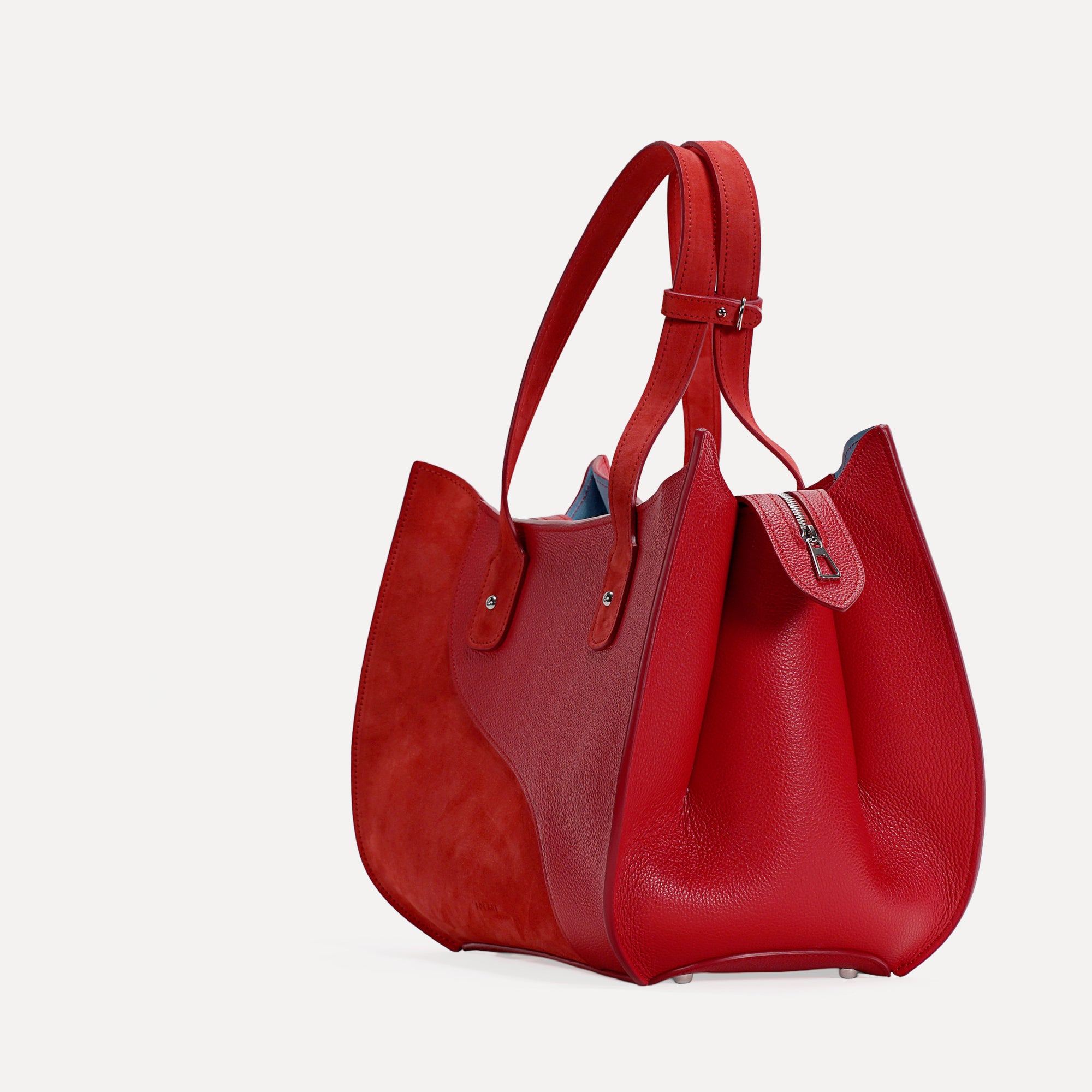 Geanta Ether, Piele Texturata &amp; Piele Intoarsa, Rosu